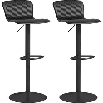 HOMCOM Set 2 Sgabelli Bar con Schienale e Altezza Regolabile Plastica Nero