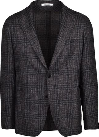 Tagliatore Brown Checkered Virgin Wool-Blend Round Jacket