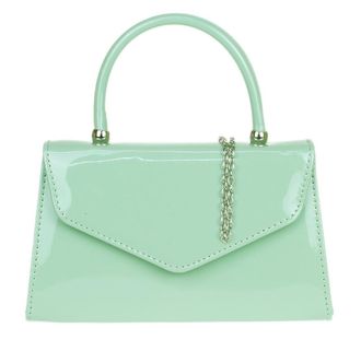 Girly HandBags Patent Clutch Bag Handbag Small Hard Case Ladies Medium Sage Green