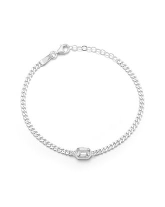 Chloe and Madison Chloe And Madison Silver Cz Curb Bracelet Set
