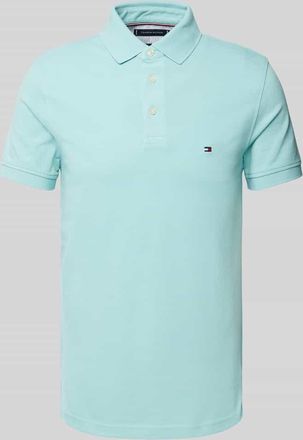 Tommy Hilfiger Slim Fit Poloshirt mit Logo-Stitching Modell 1985 in Helltuerkis, Größe XXL
