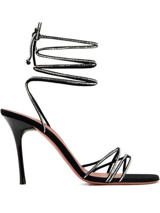 Amina Muaddi Sandali Lori con decorazione 95mm - Nero