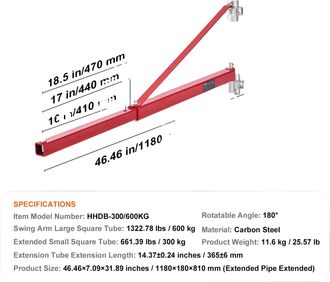 OEM Brazo De Soporte Para Cabrestante El&eacute;ctrico, Capacidad De Carga De 1320 Lb, Ajuste De &Aacute;ngulo De 180&deg;, 1320 Lb