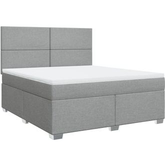 vidaXL Vidaxl - Cama Box Spring Con Colch&oacute;n Tela Gris Claro 180x200 Cm