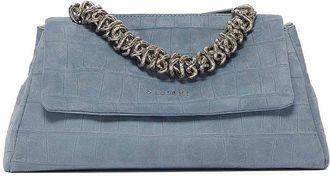 Orciani Sveva Longuette Croc Print Suede Metal Handle
