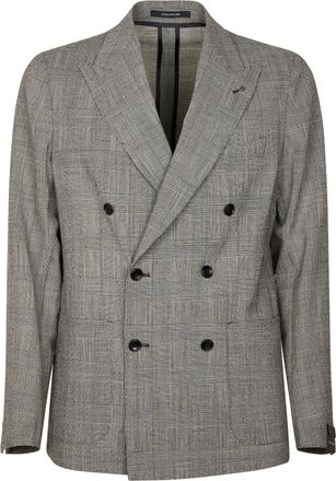 Tagliatore Double-Breasted Blazer with Prince of Wales Check Pattern