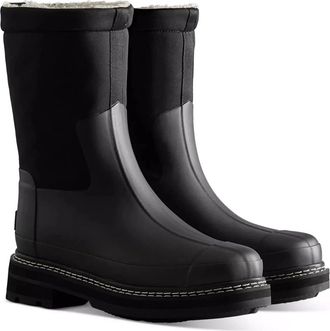 Hunter Womens Hunter Refined Black Sherpa Fleece Lined Waterproof Rain Boot RHS7244