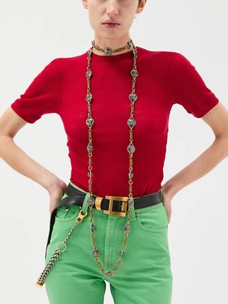 Versace T-Shirt Rib With Medusa Embroidery