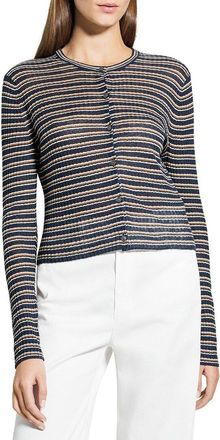 Theory Linen-Blend Crop Cardigan
