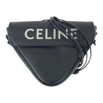 Celine Pre-owned Cross Body Bags, female, Black, Size: ONE SIZE Pre-owned Leather Triangle Logo Shoulder Bag