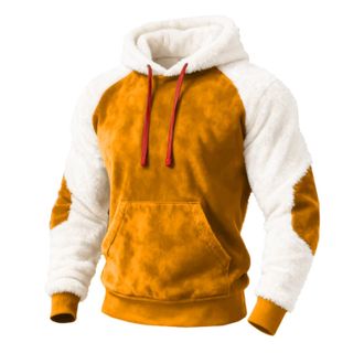 Generic Mens Christmas Patchwork Fleece Warm Jumper, Plush Thickened Thermal Hooded Sweatshirt with Pocket Xmas Festive Hoodies Streetwear Winter Casual Cosy 