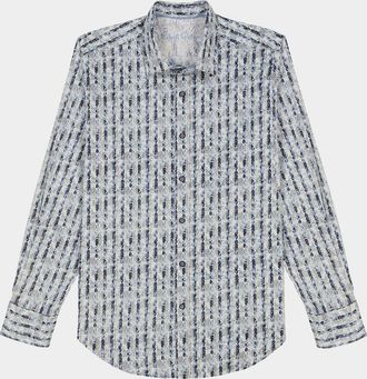 Robert Graham Mens Wooster Pinstripe Overlay Stretch Sport Shirt