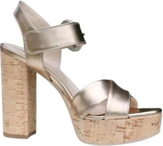 Nero Giardini Iridescent leren hoge hak sandalen - Dames - Sandalen met hakken - Grijs - 39 EU - Leer - Schoenen