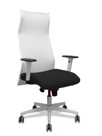 Piqueras y Crespo Sill&oacute;n Albacete Malla Blanco Bali Negro Brazos Blancos Base Blanca Ruedas Parqu&eacute; 65mm
