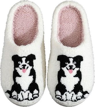 Generic Cotton Home Slippers Men and Women Classic Casual Slip-on Sliders Cosy Plush Blazing Horse Head Embroidery Slippers Soft Comfy Memory Foam Home Shoes 
