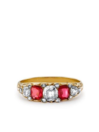 Pragnell 1837-1890 18kt yellow gold diamond and ruby ring