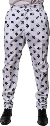 Dolce & Gabbana Mens Logo-Print Polyester Trousers White