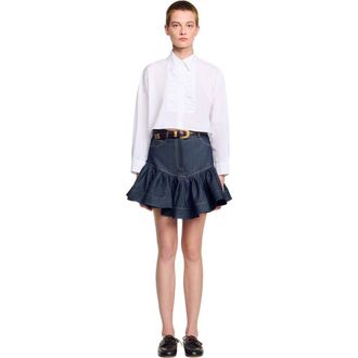 Sandro Cropped shirt with bow details in White at Nordstrom, Size X-Large