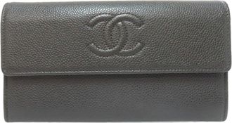 Chanel Leather Long Wallet (Tri-Fold) (Pre-Owned)