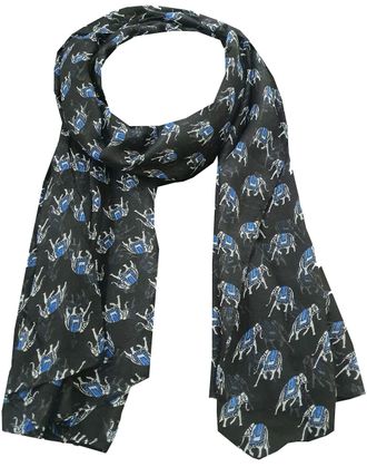 World of Shawls Ladies Womens Elephant Print Scarf Wraps Shawl Soft Scarves Sarong (Indian Elephant Black)