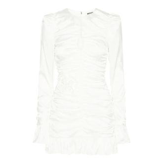 Rotate ROTATE Birger Christensen, Party Dresses, female, White, Size: M Flower Ruffled Mini Dress