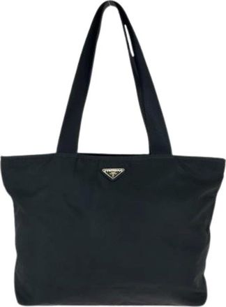 Prada Pre-owned Tote Bags, female, Black, Size: ONE SIZE Pre-owned Nylon Tote Bag
