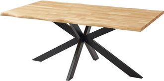 Vente-Unique Mesa de comedor para 6 personas de madera de hevea y metal negro - Natural claro - COMULIA