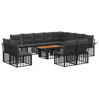 vidaXL Conjunto De Sof&aacute;s De Jard&iacute;n 13 Uds. Negro Y Gris Oscuro Vidaxl