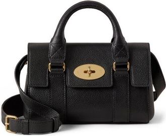 Mulberry Mini Bayswater Grained Leather Handbag in Black at Nordstrom