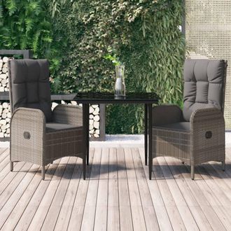 vidaXL Furniture Limited - Set Comedor Jard&iacute;n 3 Pzas Y Cojines Rat&aacute;n