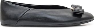 Ferragamo Black Leather Ballet Flats