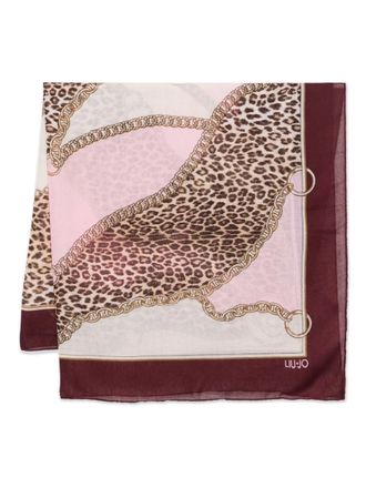 Liu Jo chain-print leopard scarf - Neutrals