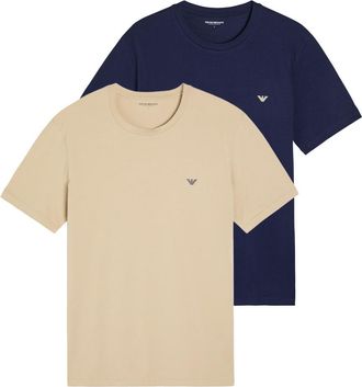 Emporio Armani Logo Crew-neck Stretch-cotton T-shirt - set of two - Blue - XL