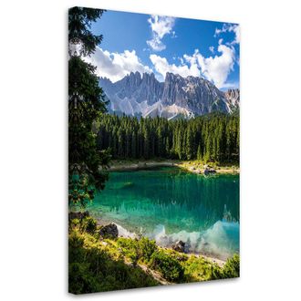 Feeby Cuadro Sobre Lienzo, Paisaje Lago Monta&ntilde;as Naturaleza, 80x120