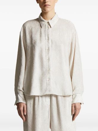 PESERICO ribbed-texture button-down shirt - White