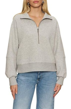 Sanctuary Textured Half-Zip Sweatshirt in Heather Grey at Nordstrom, Size Medium
