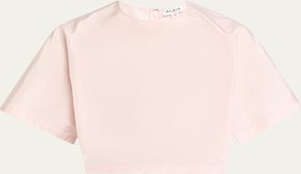 Alaia Cropped Silk Taffeta T-Shirt