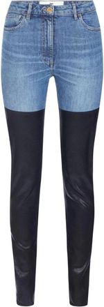 Elisabetta Franchi Jeans, Dames, Blauw, W29, Leer, Cigarette Jeans met Dubbele Textuur