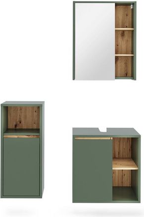 Vicco Conjunto De Muebles De Ba&ntilde;o Viola, Verde/artesano, 3 Partes, Vicco