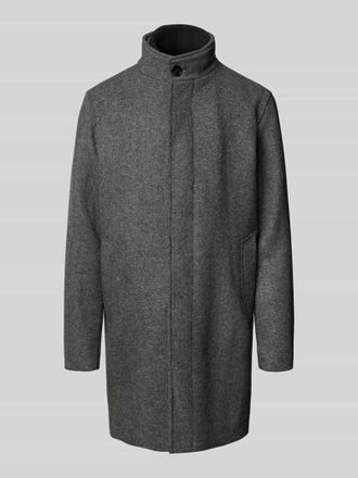 Jack & Jones Mantel aus Woll-Mix mit Stehkragen und Eingrifftaschen in Mittelgrau Melange, Gr&ouml;&szlig;e XL