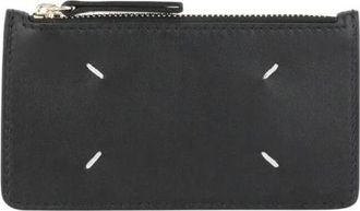 Maison Margiela Accessoires, unisex, Zwart, ONE Size, Leer, Four Stitches Kaarthouder Portemonnee