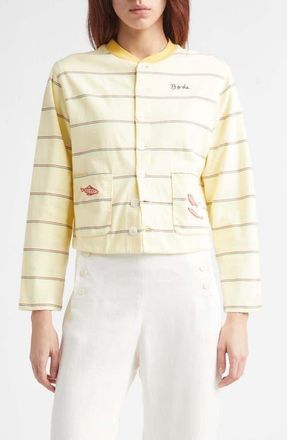 Bode Summertime Stripe Cotton Cardigan in Yellow Multi at Nordstrom, Size X-Small