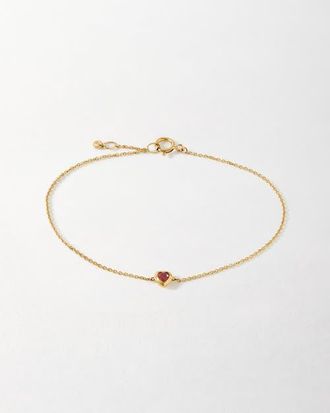 Edge of Ember Solid Gold Heart Ruby Bracelet in Metallic Gold at Nordstrom