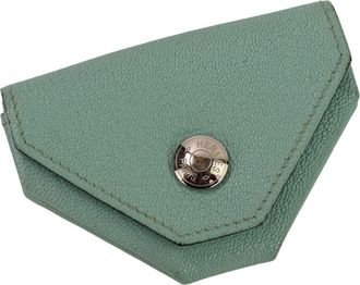 Herm&egrave;s Blue Chevre Leather Coin Purse/Coin Case (Pre-Owned)