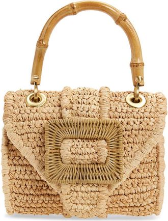 Pamela Munson The Avis Mini Raffia Shoulder Bag in Natural at Nordstrom