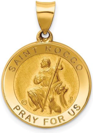 Diamond2Deal 14k Yellow Gold Polished Satin St. Rocco Hollow Medal Pendant