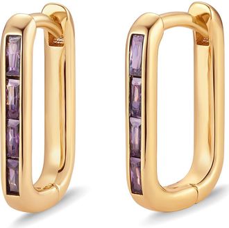 Brook & York Billie Birthstone Cubic Zirconia Hoop Earrings in Gold/feb at Nordstrom