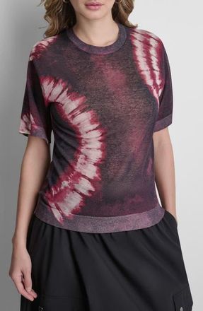 DKNY Tie Dye Short Sleeve Cotton Blend Sweater in Firework Tiedye at Nordstrom, Size X-Large