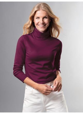 Trigema Rollkragenshirt TRIGEMA TRIGEMA Rollkragenshirt, Damen, Gr. XXL, rot (sangria), 95% Baumwolle, 5% Elasthan, Basic, Shirts Rollkragenshirt