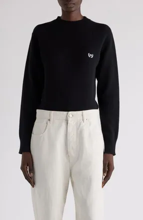 Balenciaga Logo Embroidered Wool Sweater in 1000 Black at Nordstrom, Size X-Small
